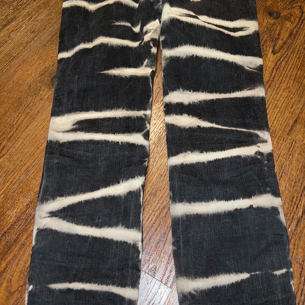 Madewell Black High Rise Trendy Grunge Skinny Jeans White Stripe Pattern Size 26 - Picture 5 of 12